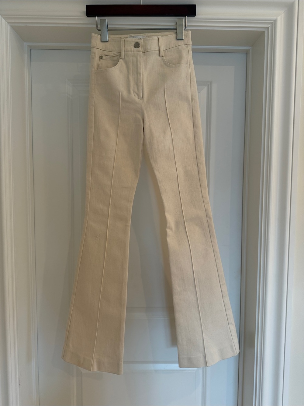 Reiss Cream High-Rise Flare Jeans